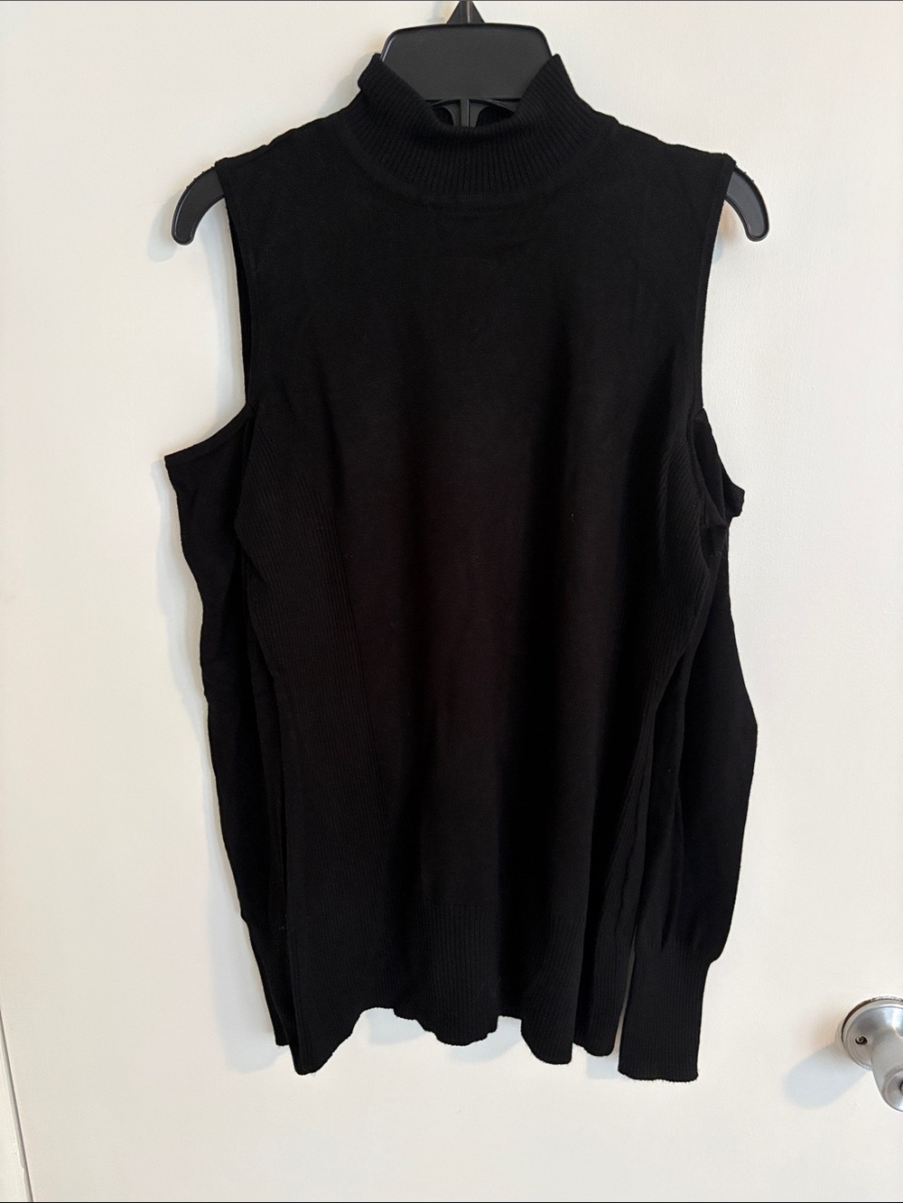 Cache Black Peep Shoulder Turtleneck Sweater